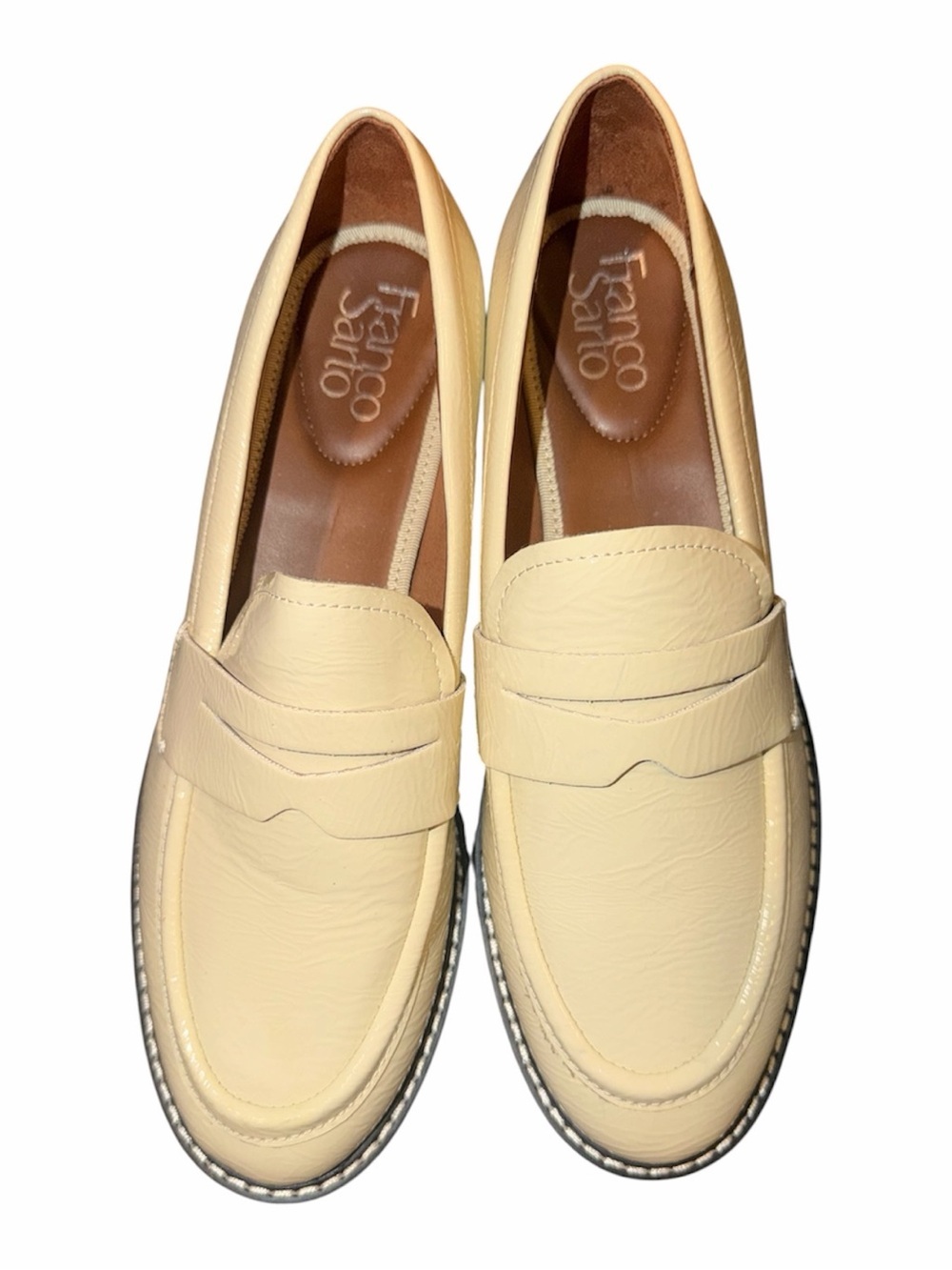 Franco Sarto Cream Leather Penny Loafers Women’s Slip-On Comfort Shoes